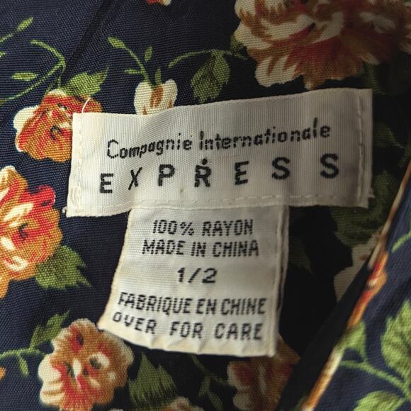 Vintage Express Romper Women's Size 1/2 Floral 90s Flowy Shorts - Picture 7 of 7